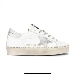 Golden Goose Hi Star Sneaker; White & Silver